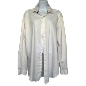 🔥4$25 Van Huesen Men’s White Button Down Long Sleeve Shirt Slim Fit Stretch XL